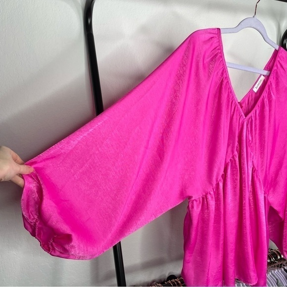 Bucketlist Pink Blouson Sleeve Flowy Top - Picture 2 of 6